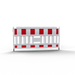 Weißes Absperrschrankengitter ohne vormontierte Lampenadapter mit roten und reflektierenden Elementen (Folientyp RA2/B) zur Baustellen- und Verkehrssicherung.