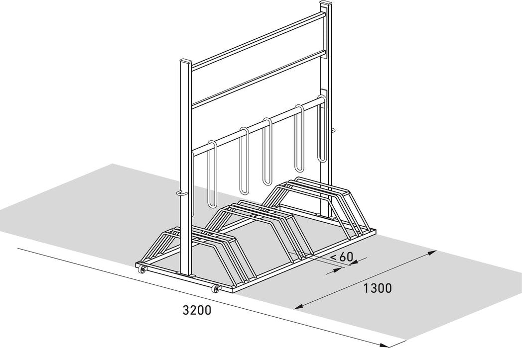 Werbefahrradständer Maßzeichnung